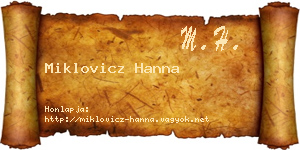 Miklovicz Hanna névjegykártya
